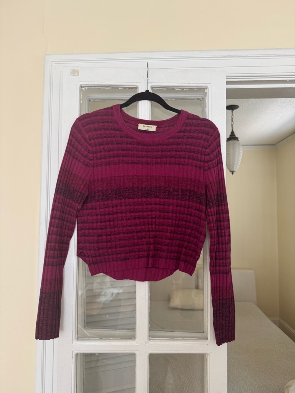Aritzia Magenta Ombre Ribbed Knit Sweater